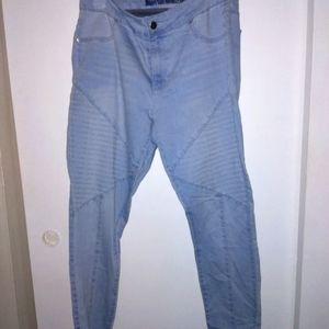 Blue moto style jeans